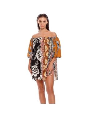 NWT Agua Bendita Liberty Fera Off-the-Shoulder Mini Dress M